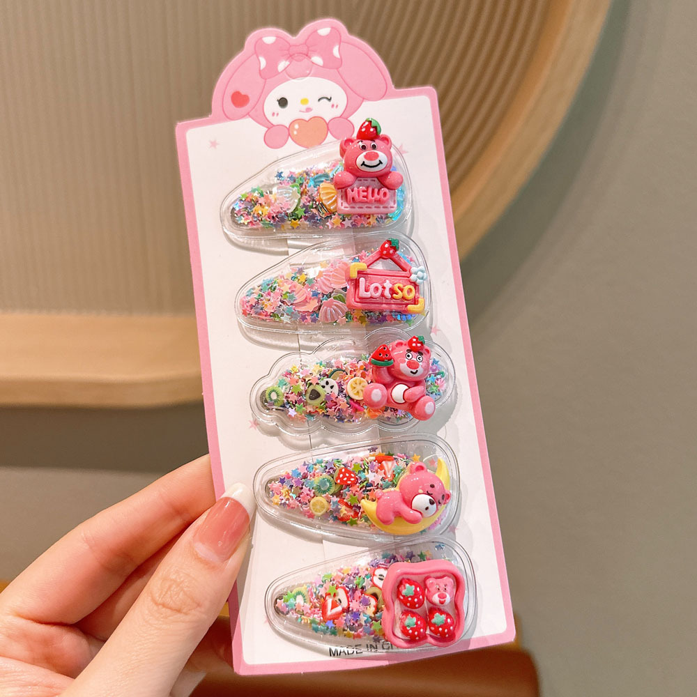 Picture of Children's Hairpin Girls' Headwear Side Side Bangs Clip Kids Baby's quicksand Clip Princess Cute Broken Hairpin bb Clip