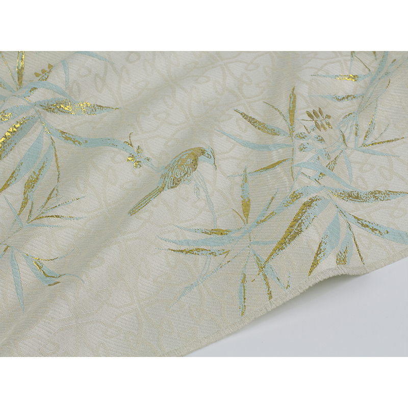 Blue Golden Bamboo Stereo Jacquard Embroidered Fabric Chinese Style Embossed Skirt Cheongsam Chinese Fashion Designer Fabric