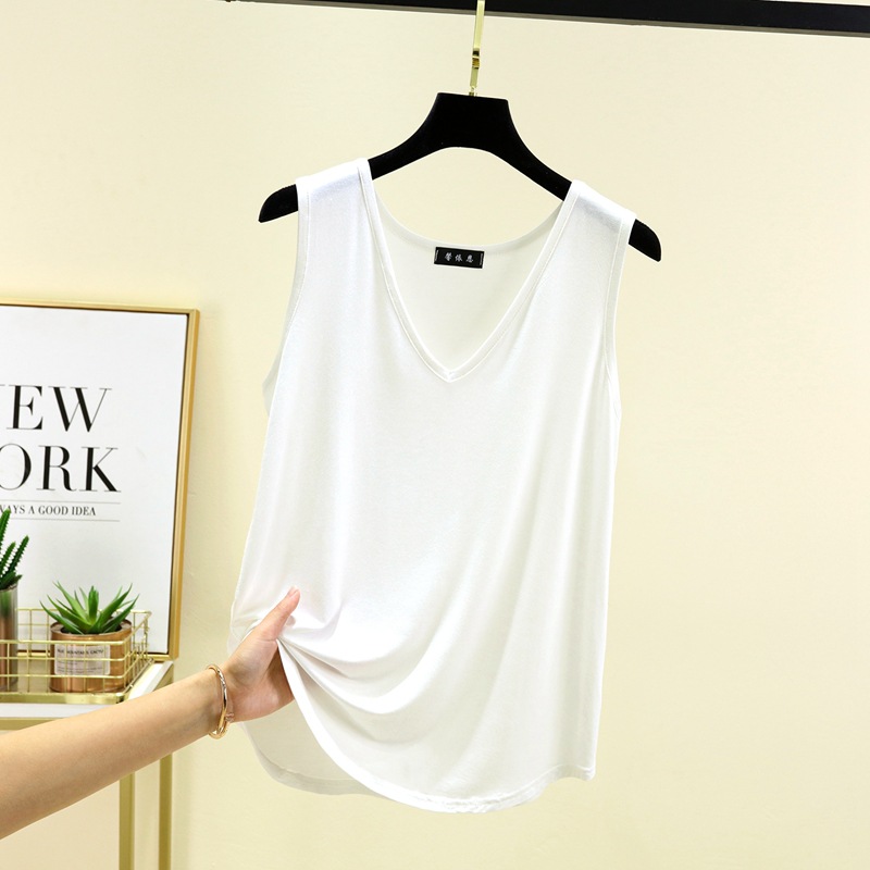 Picture of Summer New Modal Vest Women's Loose Large Size V Neck Sleeveless Bottoming Shirt Slim Slim Casual Top