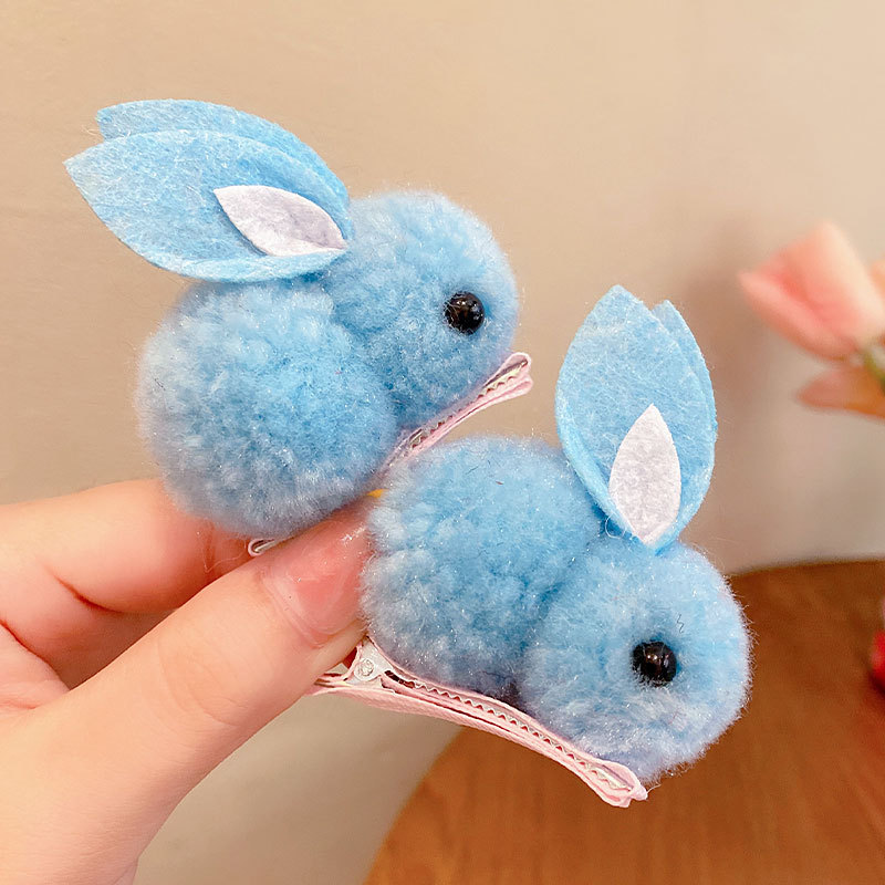 Picture of Children's Hairpin Girl Cute Super Cute Three-dimensional Rabbit Plush Hairpin Girl's Hair Hair Accessories for Autumn and Winter