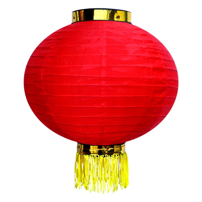 Red Wax gourd lantern long round Korean folding brushed Lantern Dance props outdoor waterproof decorative lantern