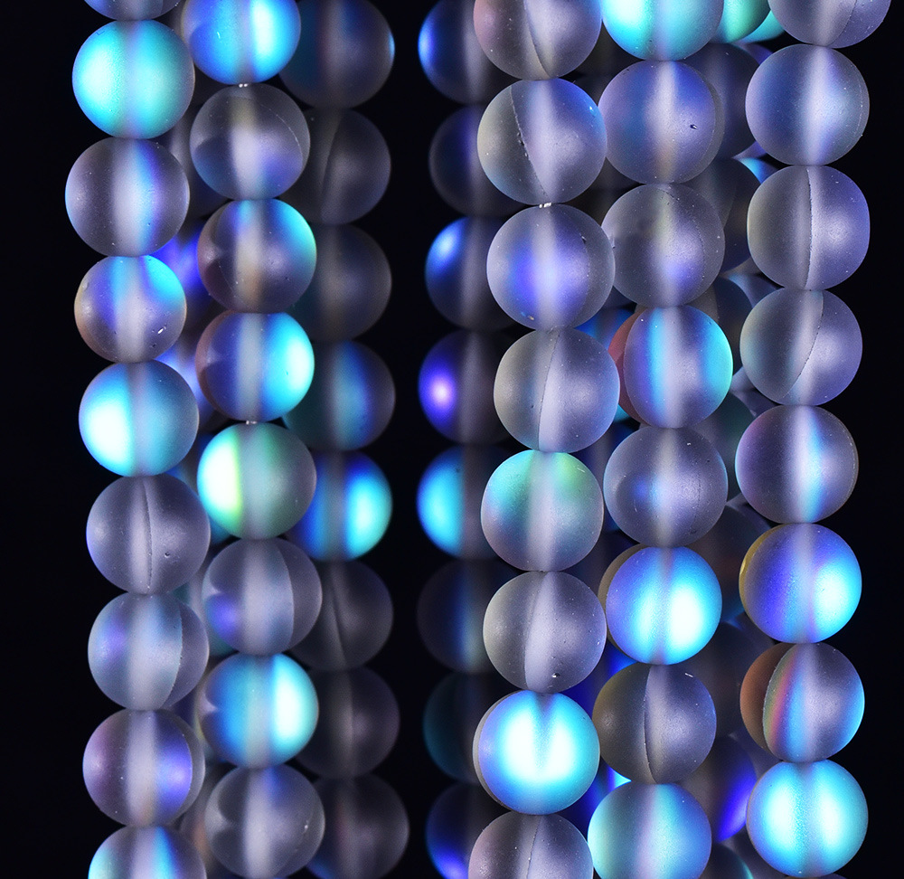 Picture of Synthetic Frosted Moonstone Loose Beads Imitation Glitter Stone Round Beads DIY Bracelet Necklace Jewelry Beaded Accessories B-003