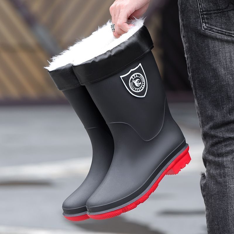 Picture of Rain boots 39-48 size medium simple waterproof drawstring extra large size men's and women's medium warm waterproof fleece-lined detachable non-slip women's boots