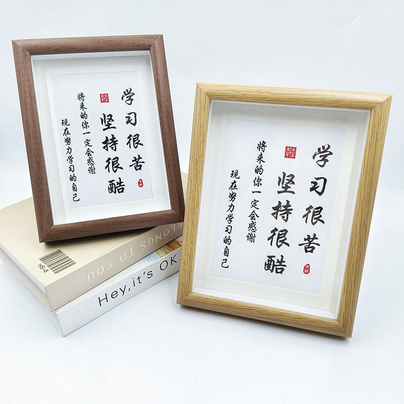 Simple wooden photo frame 6 inch 7 inch 8 inch 10 inch A4 learning is very hard to set up table ornaments photo hollow with cardboard