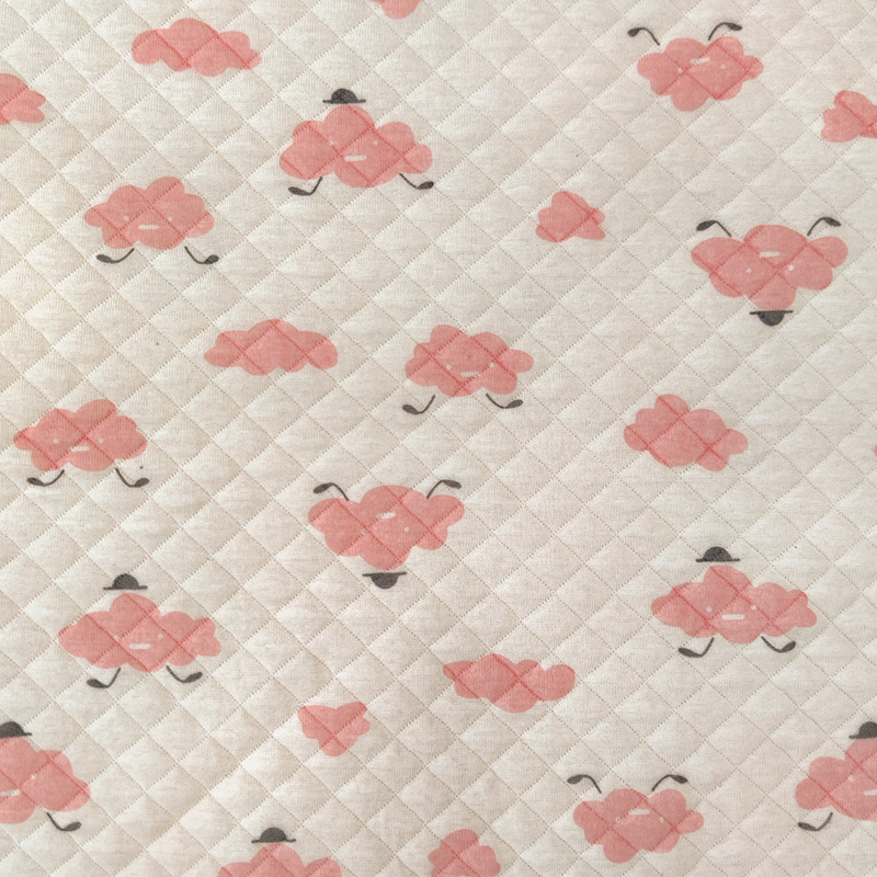 Picture of Original White Diamond Lattice Jacquard Air Layer Printed Baby Quilted Fabric Baby Jumpsuit Sleeping Bag Quilted Fabric