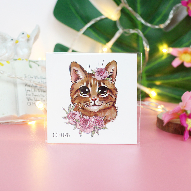 Picture of Cat and Dog Tattoo Stickers Waterproof Girls/Kidsren Cute Little Stickers Cartoon Animal Pet Tattoo Stickers