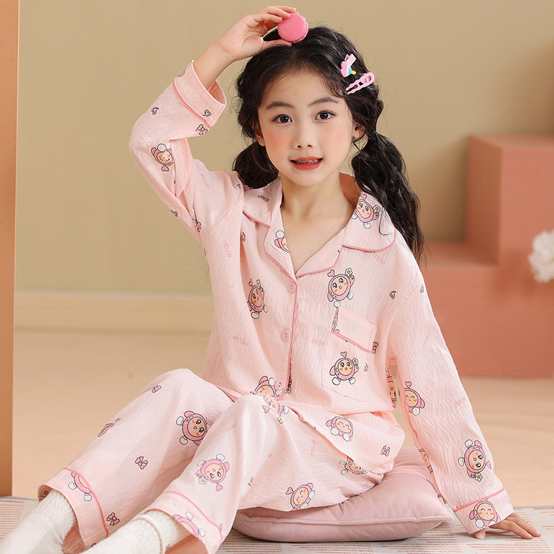 Girls' Pajamas Spring and Autumn 2025 New Style Girls' Styky Soft Waxy Clouds Cotton Princess Style Children's Home Clothes Autumn