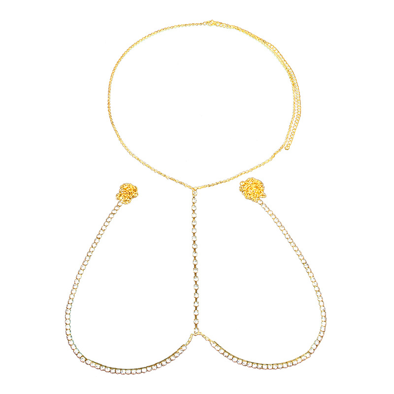 Picture of Cross-border Explosions Sexy Rhinestone Chest Chain European and American Women's Fashion Full Diamond Neck Necklace Body Chain Chest Chain Accessories