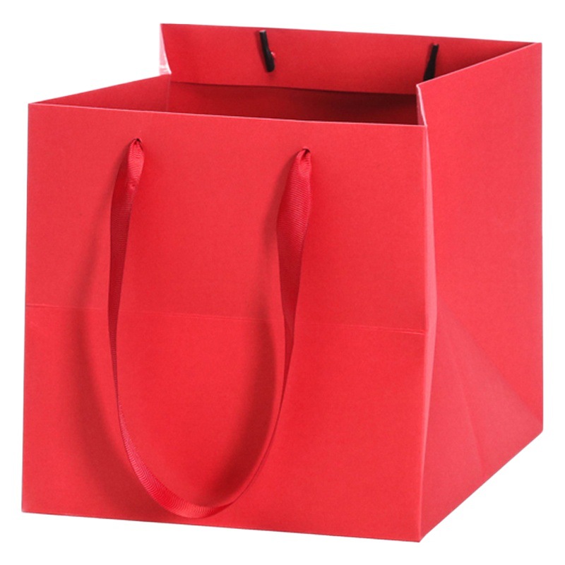 Kraft paper bag portable paper bag thickened square bottom bag Flower Baking packaging bag wide bottom gift bag spot wholesale