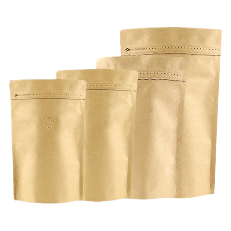 Liyuan Made Self-standing Bag Kraft Paper Coffee Bean Packaging Bag Tea Nuts Retail Aluminum Foil Bag