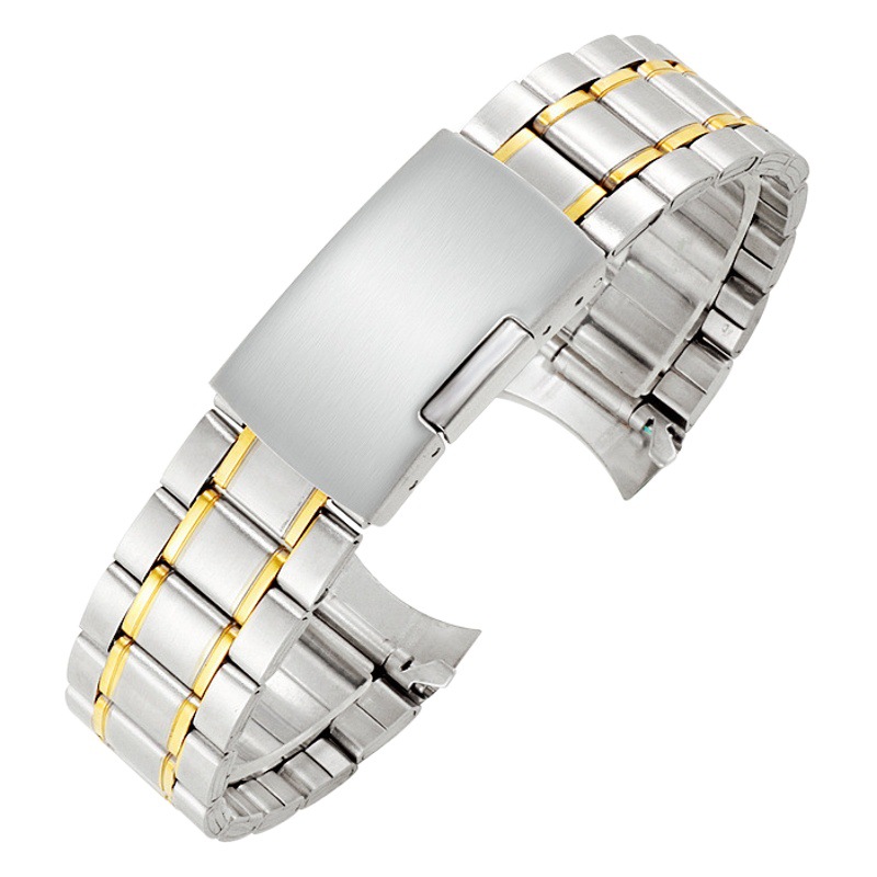 Watch steel strap accessories stainless steel arc strap wrap strip steel strap hollow watch curved ear watch strap 20/22mm