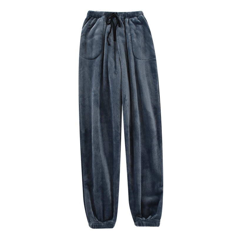 Picture of Men's Pajama Pants Fleece-Lined Thickeneded Warm Pants Pants Autumn and Winter Flannel Cuffed Home Wear Pants Large Size Loose