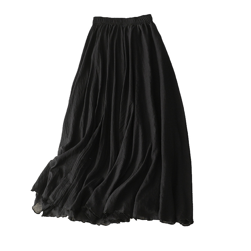Picture of Japanese and Korean Stock Fine Cotton Ruffled Double-Layer Skirt with Loose Waist A- Line Skirt Large Swing Skirt for Women