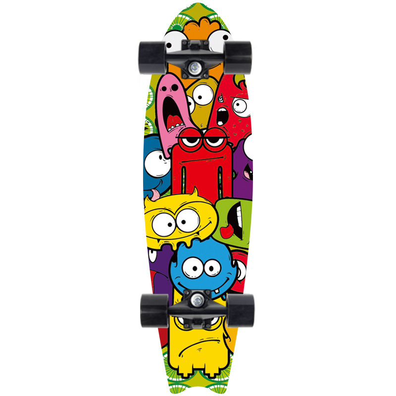 Picture of 28 inch maple small fish Board children Brush Street road beginners four-wheel skateboard single rocker skateboard