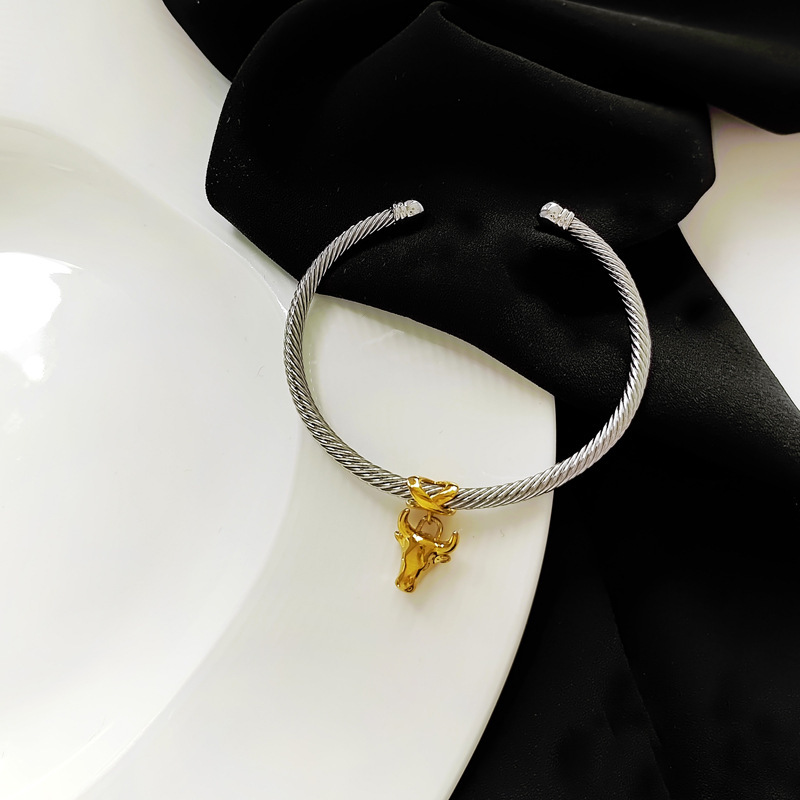 Picture of Copper plated real gold European and American fashion antique bracelet temperament street fashion bracelet personality Internet celebrity new hand jewelry