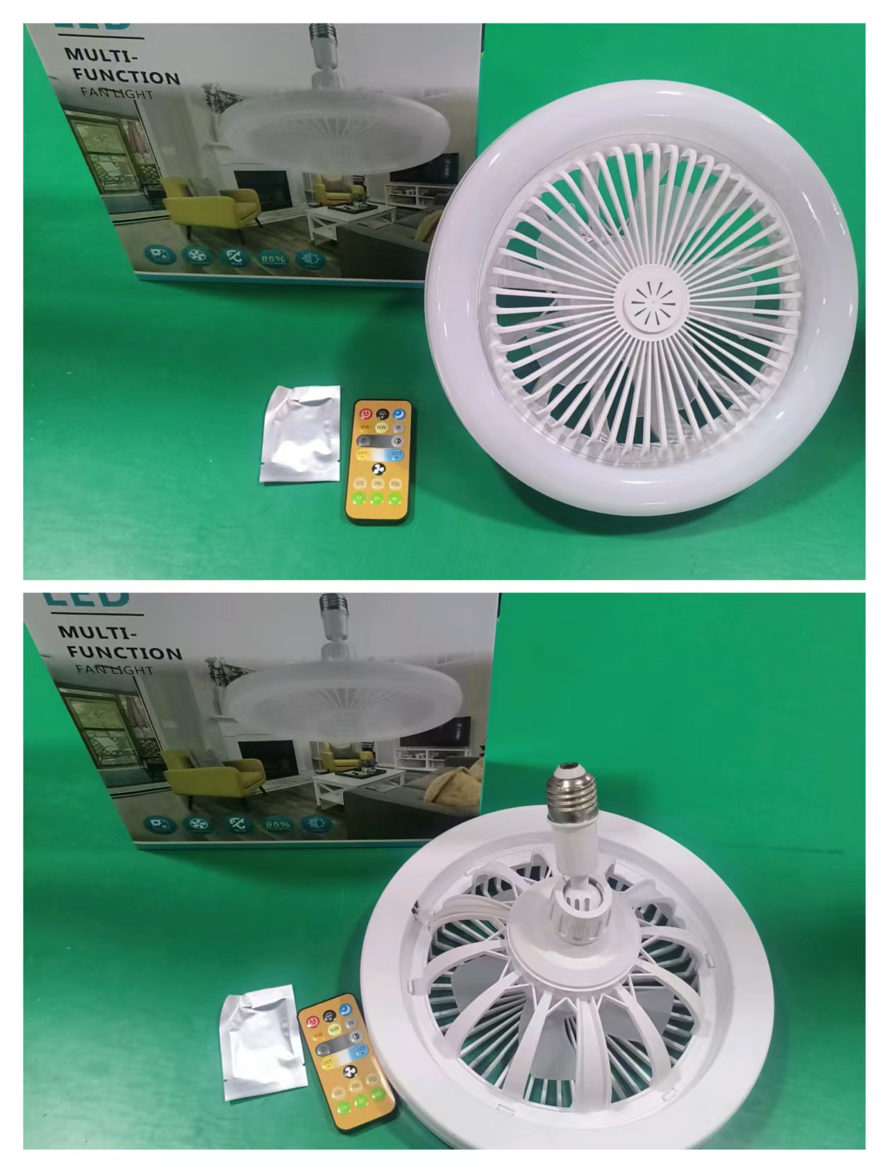Picture of Cross-Border Popular Crystal Fan Lamp with Aroma Diffuser, Universal Head, Bedroom Ceiling Light, Smart Remote Control, E27 Screw Base, Led Light, Luxury Style