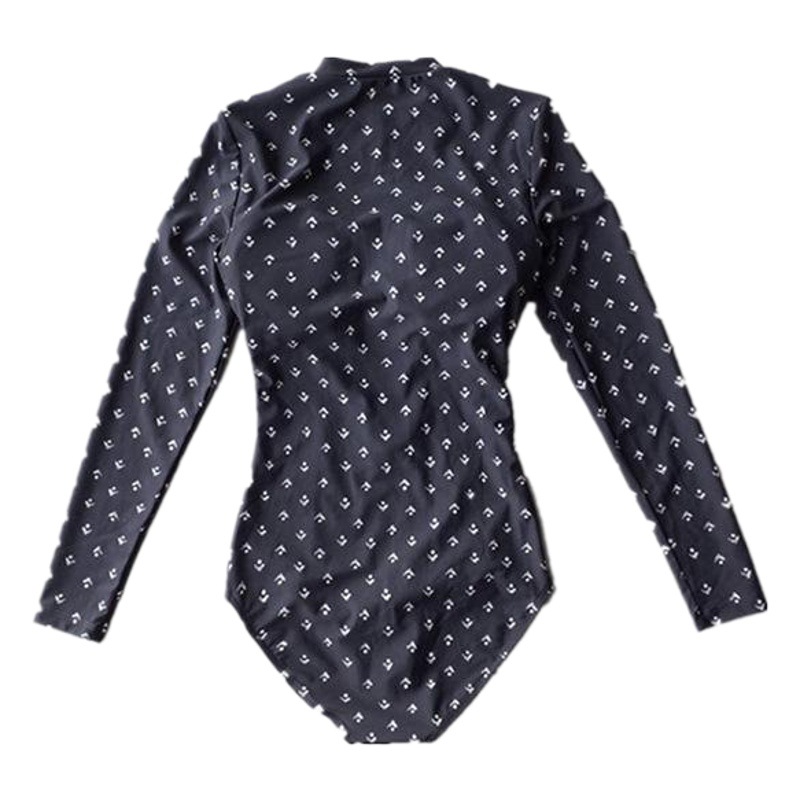 2024 South Korea New Sexy Slim-Fit Belly-Covering Slimming Sunscreen Dot Long-Sleeved Zipper One-piece Professional Women's Swimwear