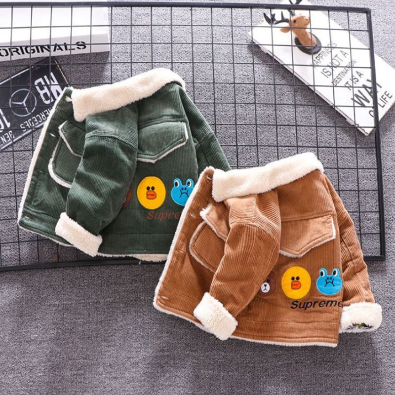 Picture of Baby 2023 cotton clothes winter fleece-lined thickened cartoon 4 Children 3 baby Autumn and Winter 2 children 1 year old boy coat fashion