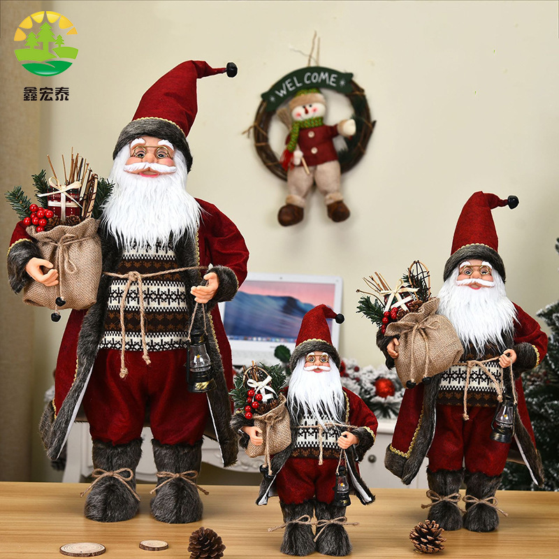 Christmas Decoration Santa Claus Doll Ornaments Rose Red Clothes Robe Christmas Doll Christmas Gift Independent Station
