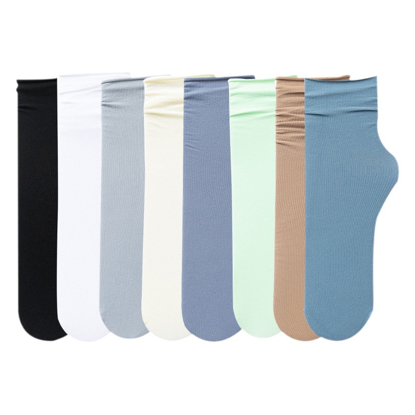 Socks spring and summer thin women's ice socks women's white mid-tube women's socks pile socks curling socks ice silk socks wholesale