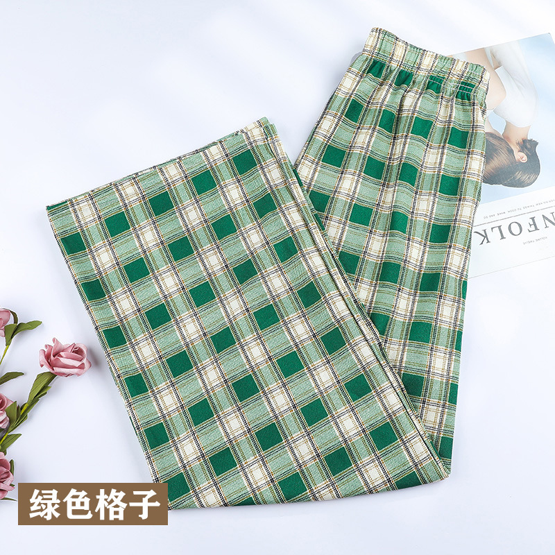 Picture of Black and White Plaid Wide-Leg Pants for Women in Summer Thin High-Waisted Loose Slimming Look Floor-Length Casual Straight Pants Live Broadcast Welfare Style