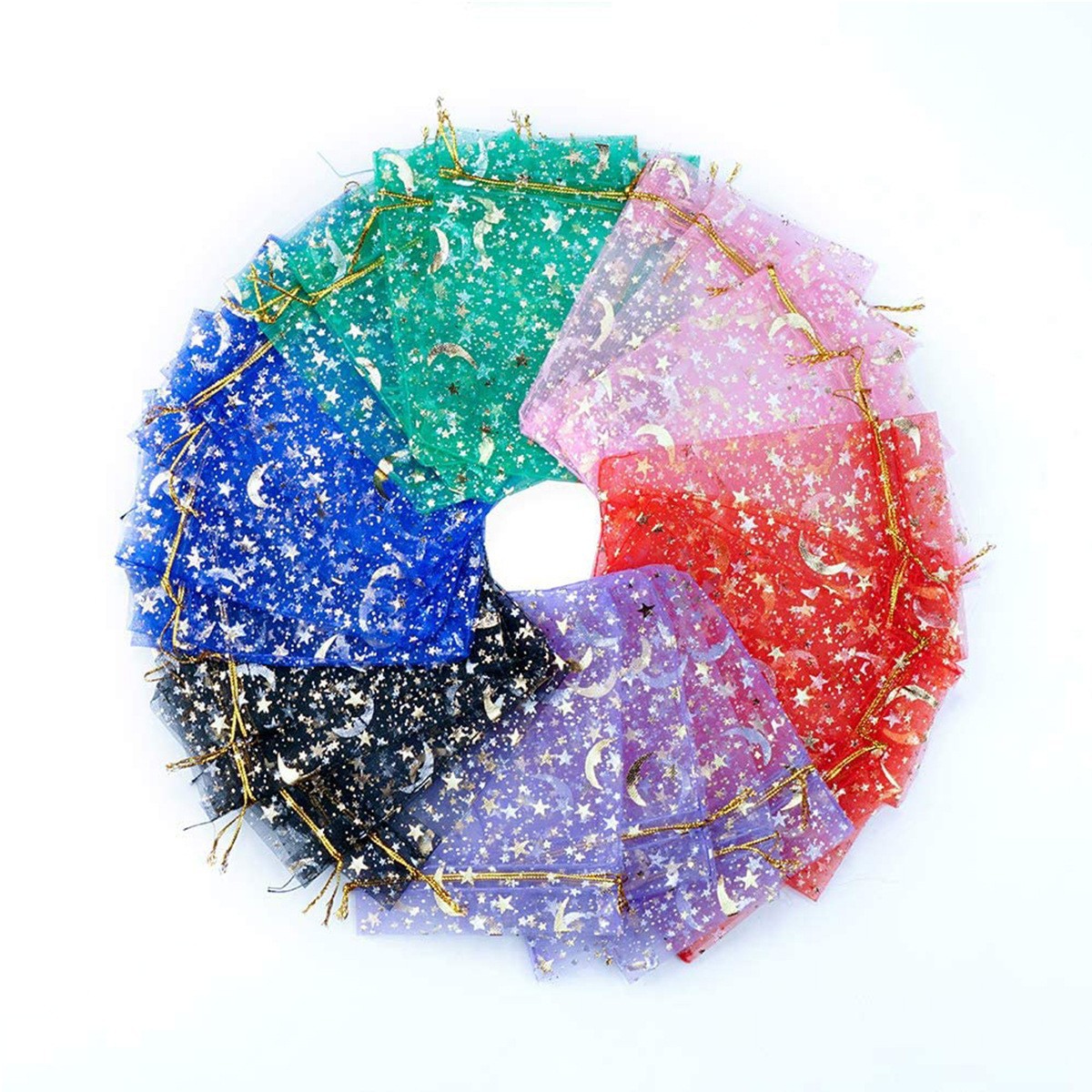 Xingyue Gauze Bag Spot Hot Stamping Transparent Organza Mesh Bag Drawstring Jewelry Jewelry Packaging Gift Wedding Candy Bag