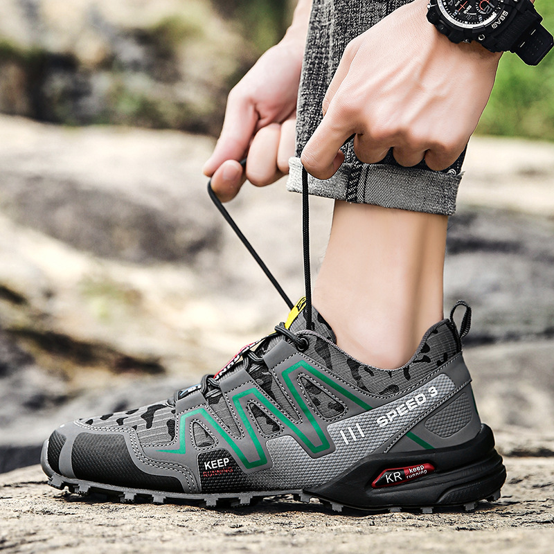 2024 camouflage men's shoes cross-border cross-country running shoes outdoor leisure travel hiking shoes breathable plus size hiking shoes