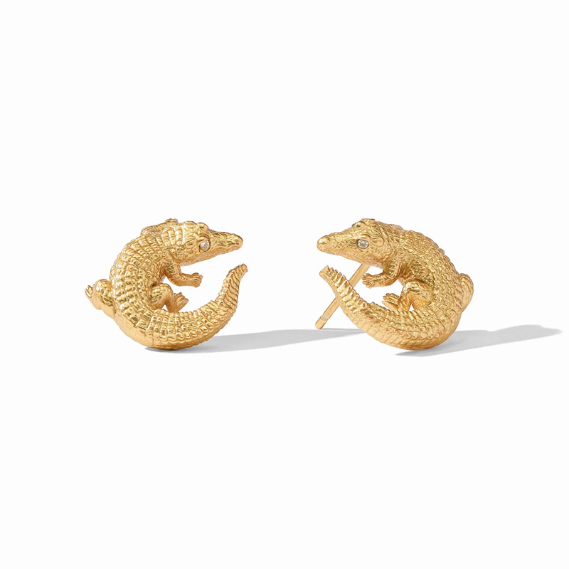 Brass Gold-Plated Matte Gold 925 Silver Needle Small Crocodile Fashion Personalized Earrings