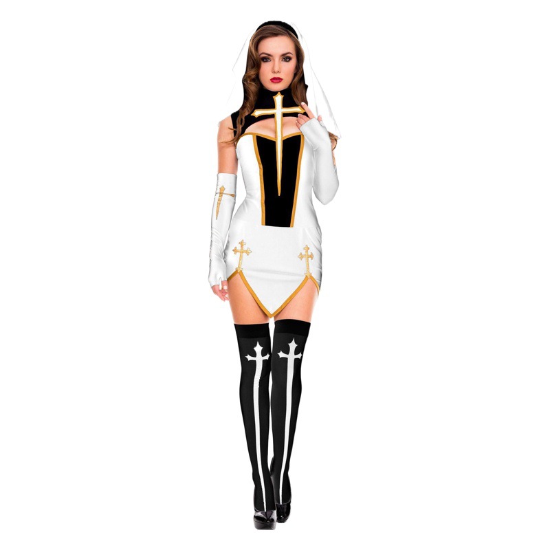 Explosions Amazon Halloween party European and American game uniforms role-playing nun costume uniforms temptation wholesale