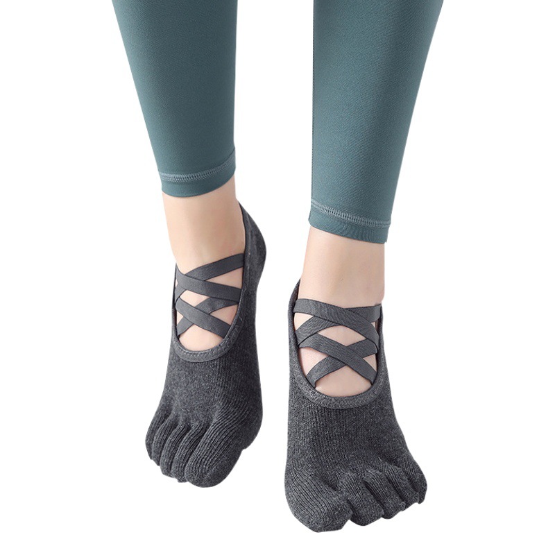 Yoga Socks Women Cotton Socks Non-slip Silicone Finger Socks Pilates Professional Sports Fitness Dance Floor Socks