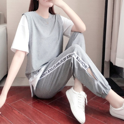 Short-sleeved Suit Women's 2023 New Summer Fashion Casual Sports Two-piece Loose Large Size Summer Running Suit for Students