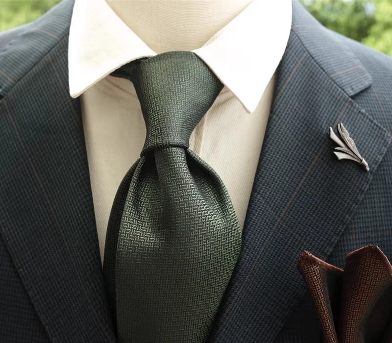 Picture of Retro Casual Clear Color Texture Tie Solid Color Men's Professional Dress Gentleman Working Groom Wedding Cafe Green