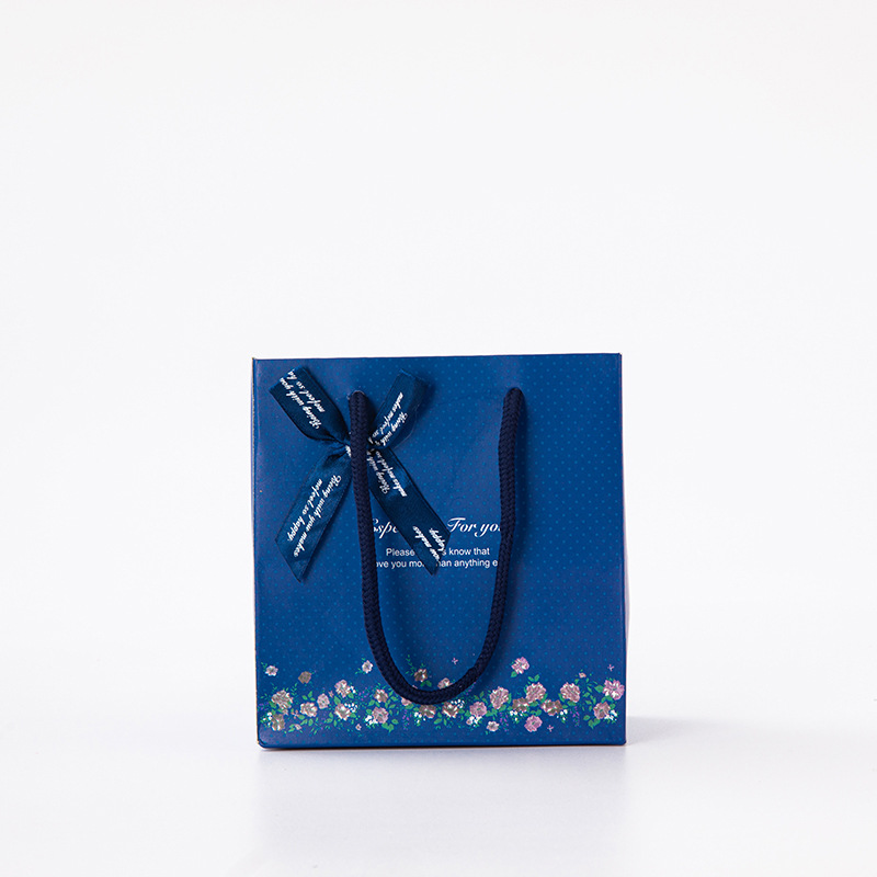 Handbag Blue Floral Gift Bag Exquisite Creative Gift Bag Paper Bag Candy Gift Bag Clothing Gift Bag