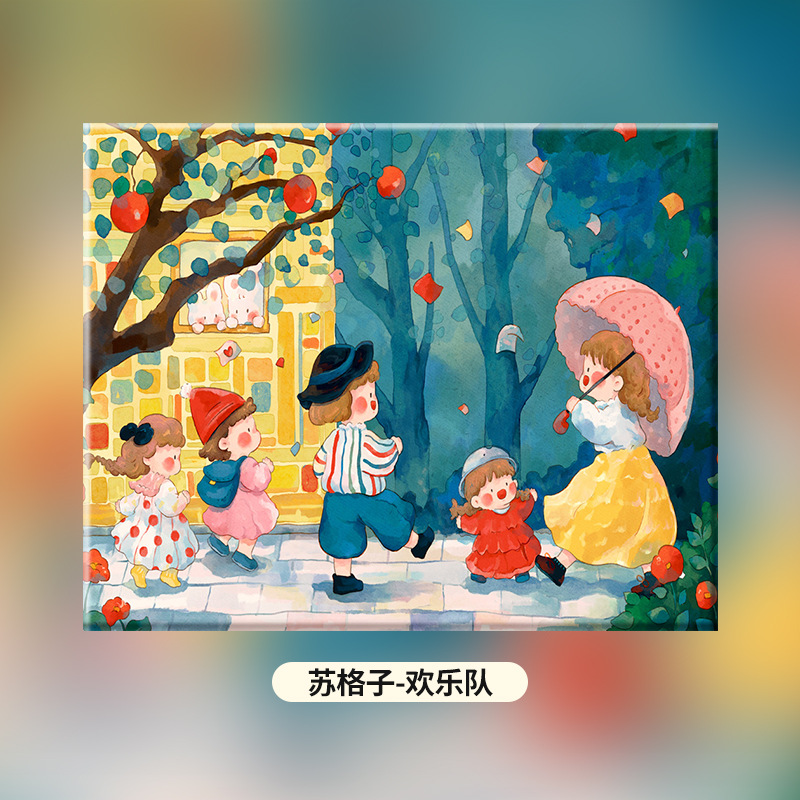 Picture of Su Plaid girlfriends × diy digital oil painting acrylic filling hand-painted handmade spring healing decompression oil color painting