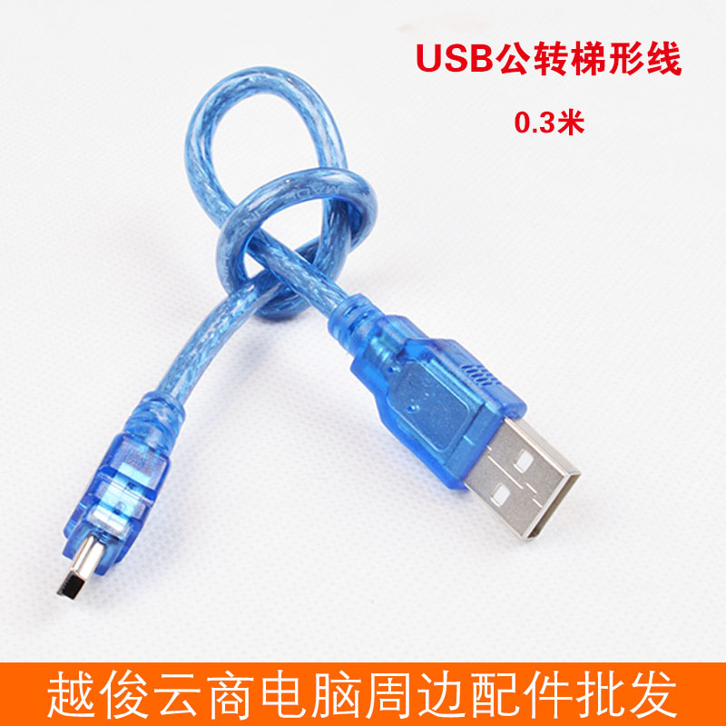 Picture of Factory wholesale USB 2.0 transparent blue data cable 0.3 m AM-mini USB cable mini USB male