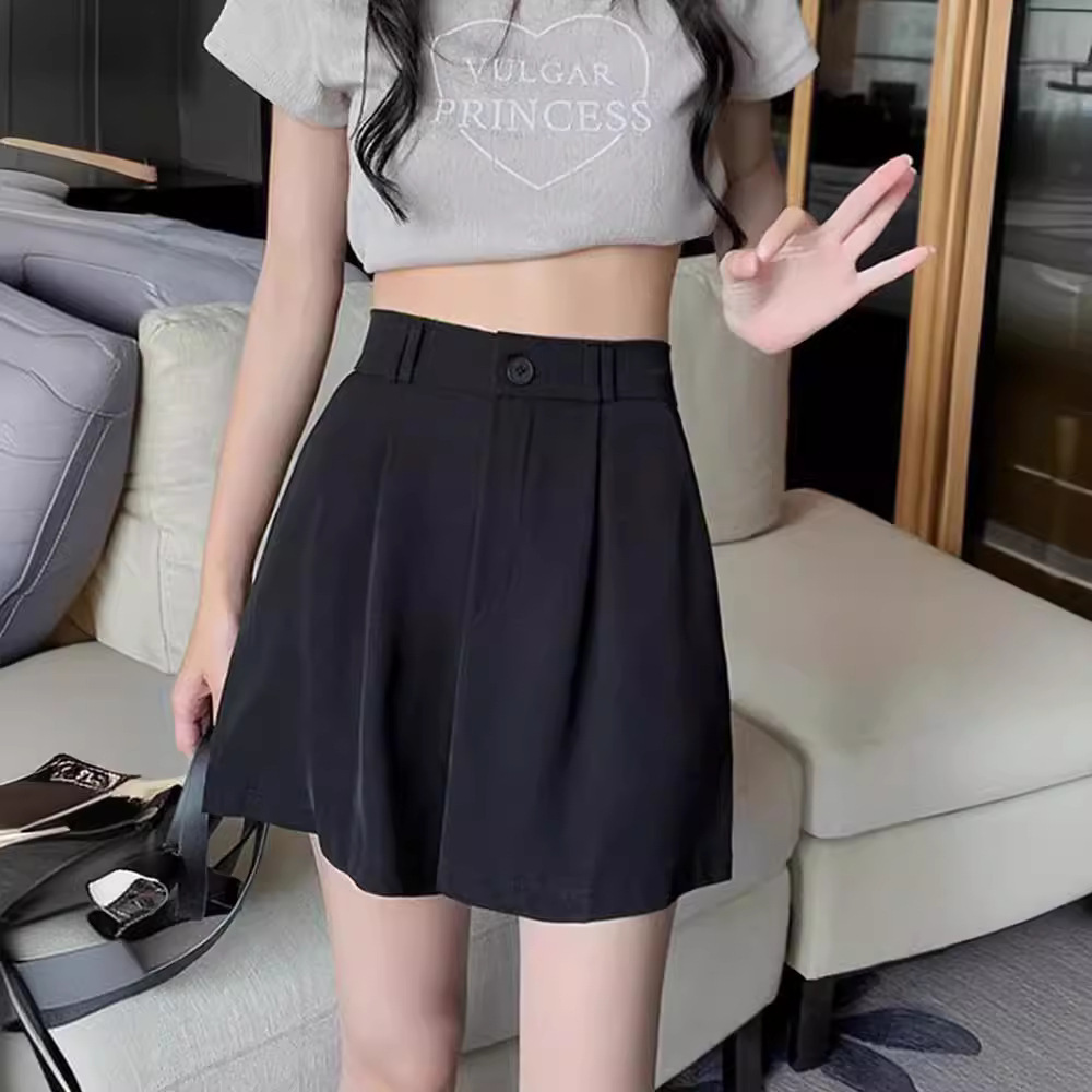 Loose Casual New Style Thin Wide-leg Short Pants Suit Shorts Women's 2024 Summer A- word Fashionable High Waist Slimming