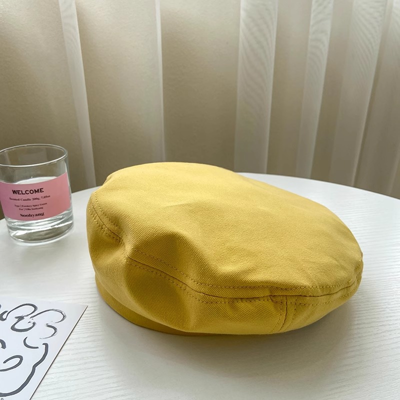 Picture of Spring and Summer pure cotton retro beret girls' Korean style solid color versatile cute painter hat ins Japanese style beret hat