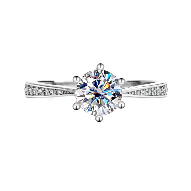 Picture of S925 sterling silver moissanite Korean version of six-claw ring ladies ring six-claw classic crown for wedding ring manufacturers wholesale