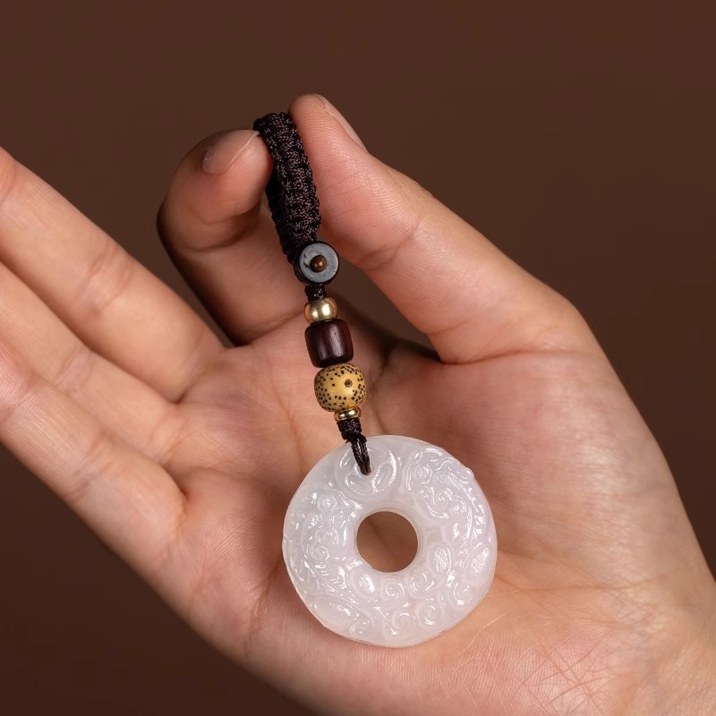 Picture of Natural jade brave peace buckle antique national tide car keychain live creative small gift pendant pendant