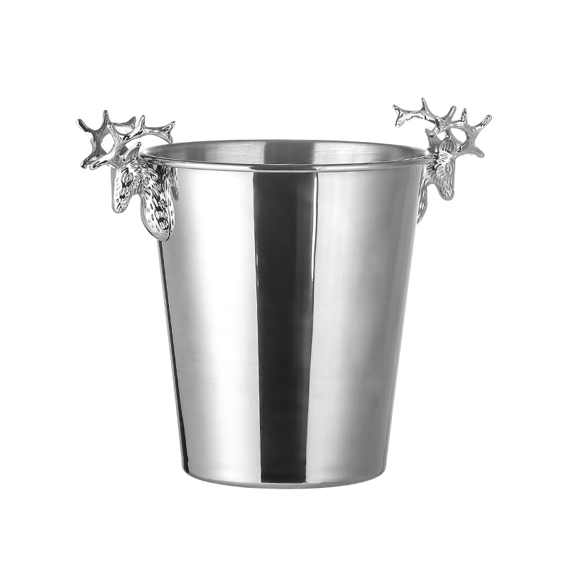 Picture of Stainless Steel Deer Head Ice Bucket KTV Bar Ice Bucket Champagne Bucket Commercial Beer Red Wine Bucket for Ice Cubes