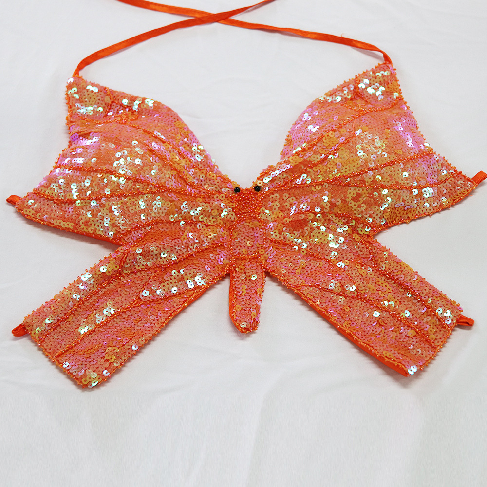 Picture of European and American Sling Sequins Dance Clothes Belly Dance Sequins Butterfly Bra Performance Clothes Festival Performance Clothes Strap Top