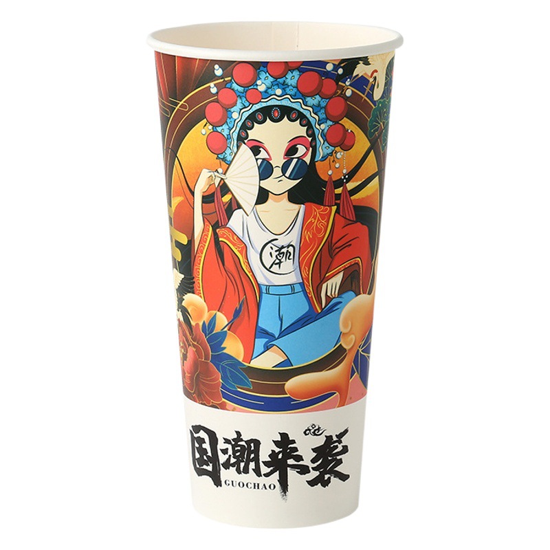 Thickened milk tea cup disposable cold drink cola coffee packaging paper cup takeaway national tide milk tea cup wholesale