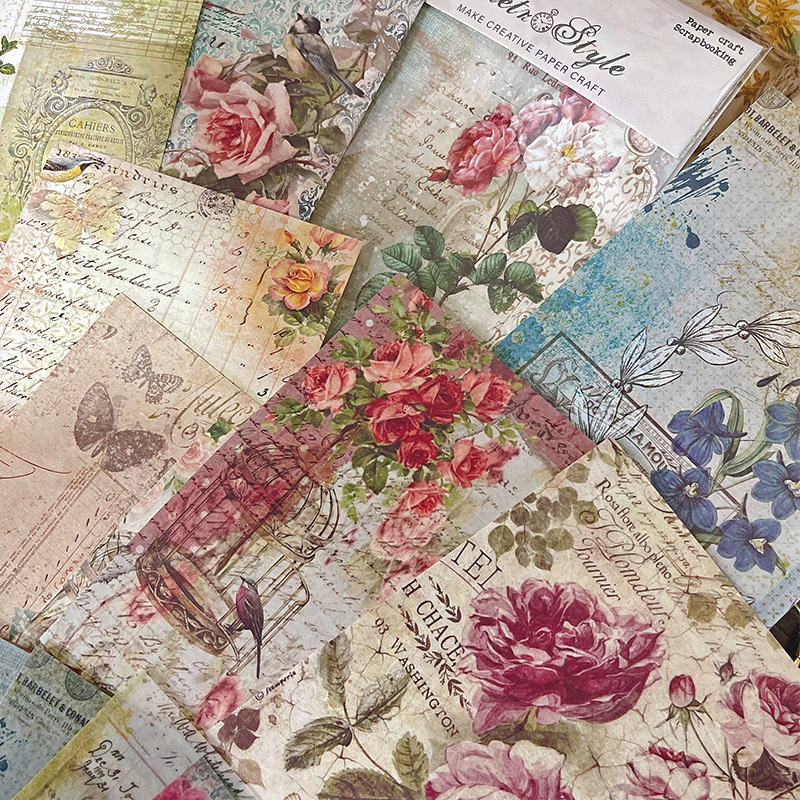 Picture of Retro style material paper DIY album scrapbook Journal material paper card material background paper RZ3103