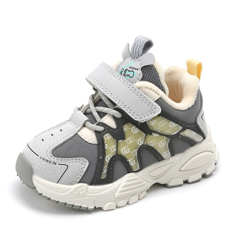 Picture of Children's cotton shoes 2025 winter boys' non-slip platform daddy shoes fashionable fleece girls' two-cotton sneakers lightweight