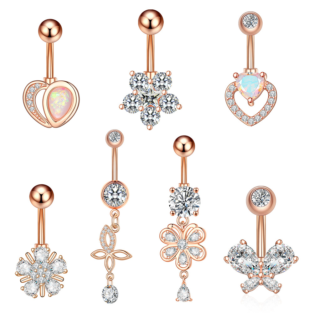 Picture of Cross-border e-commerce new zircon belly button ring belly button nail piercing jewelry online wholesale