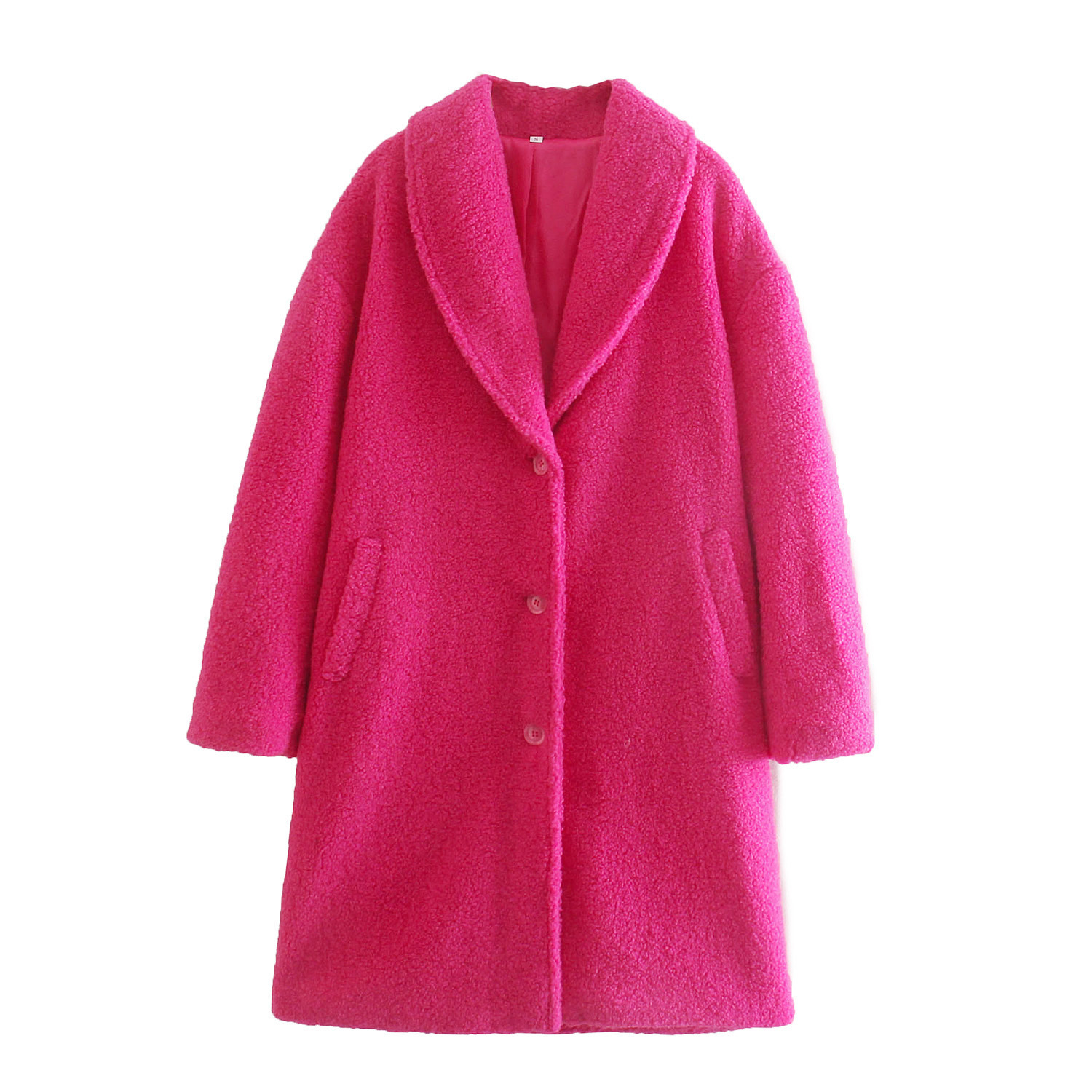 2025 Export Cross-Border European and American Clothing Lamb Wool Loose Mid-Length Outwear Jacket 1932