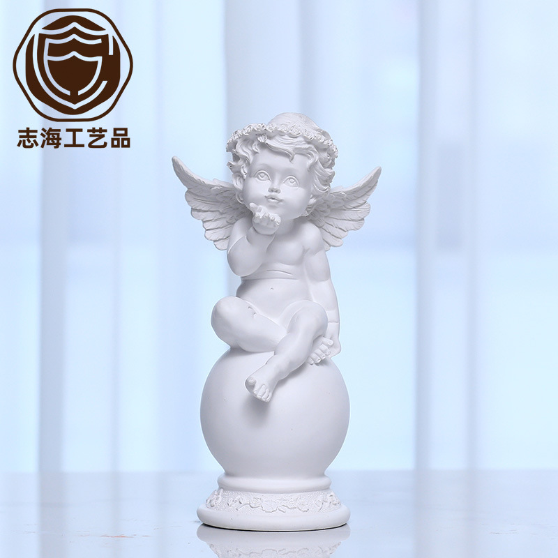 Picture of Cross-Border Supplier 26cm High Pure White Sit-Top Little Angel Ornaments Classical Decoration Birthday Gift Resin Crafts