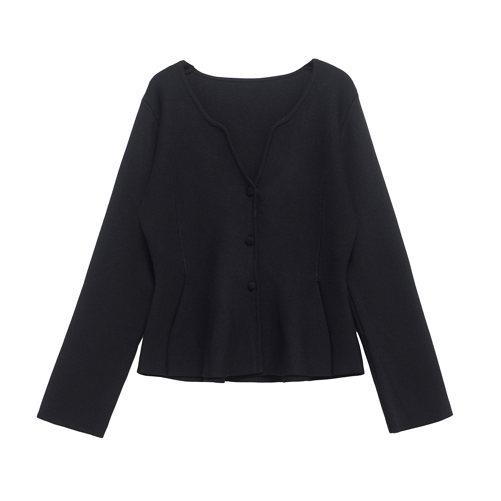 ZA cross-border women's clothing wholesale European and American style new fashion simple Joker V-neck single-breasted sweater 5536179