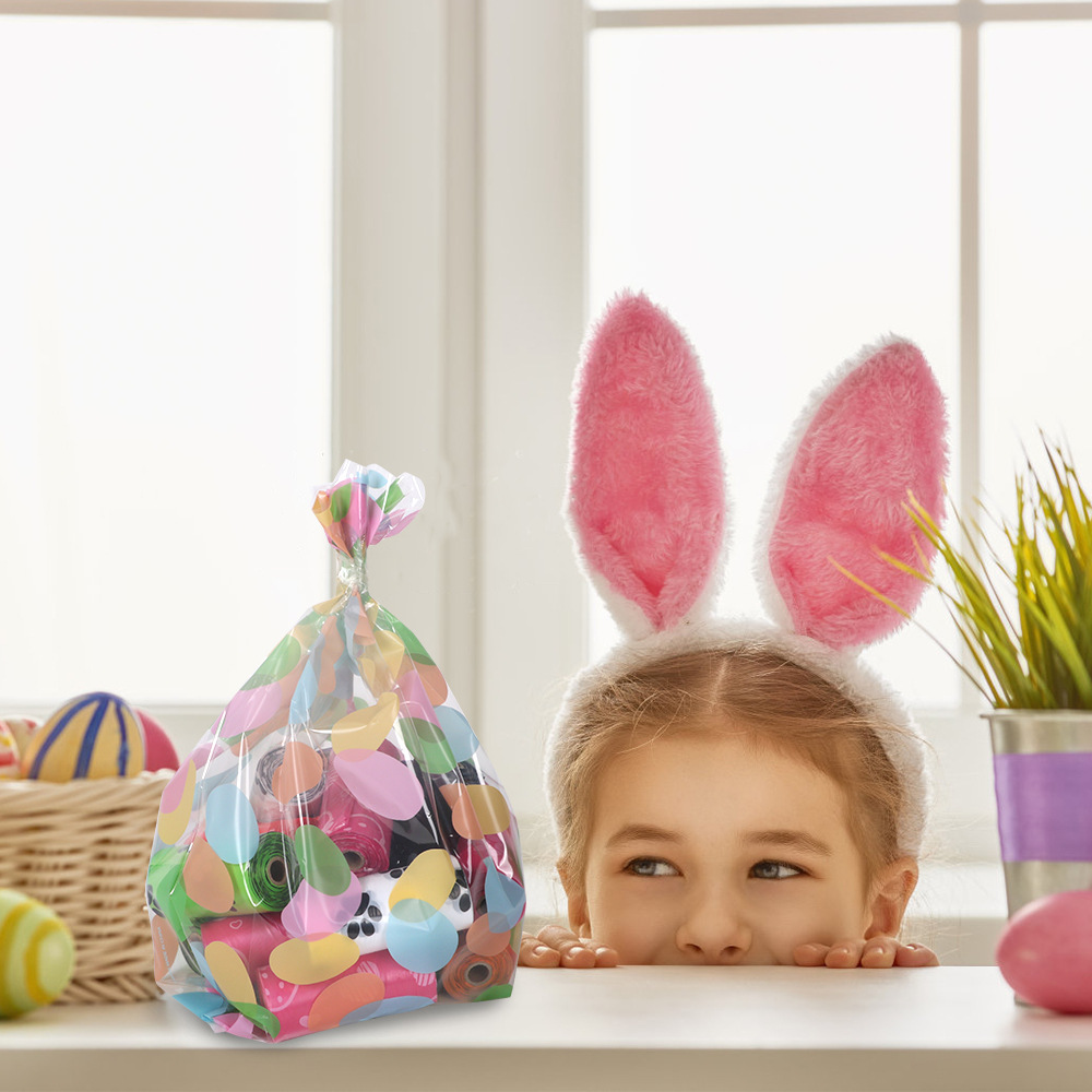 Customized Easter Colorful Candy Bags Multi-Colorful Printed Side Organ Flat Mouth Chocolate Bean Cookies Pe Plastic Bags