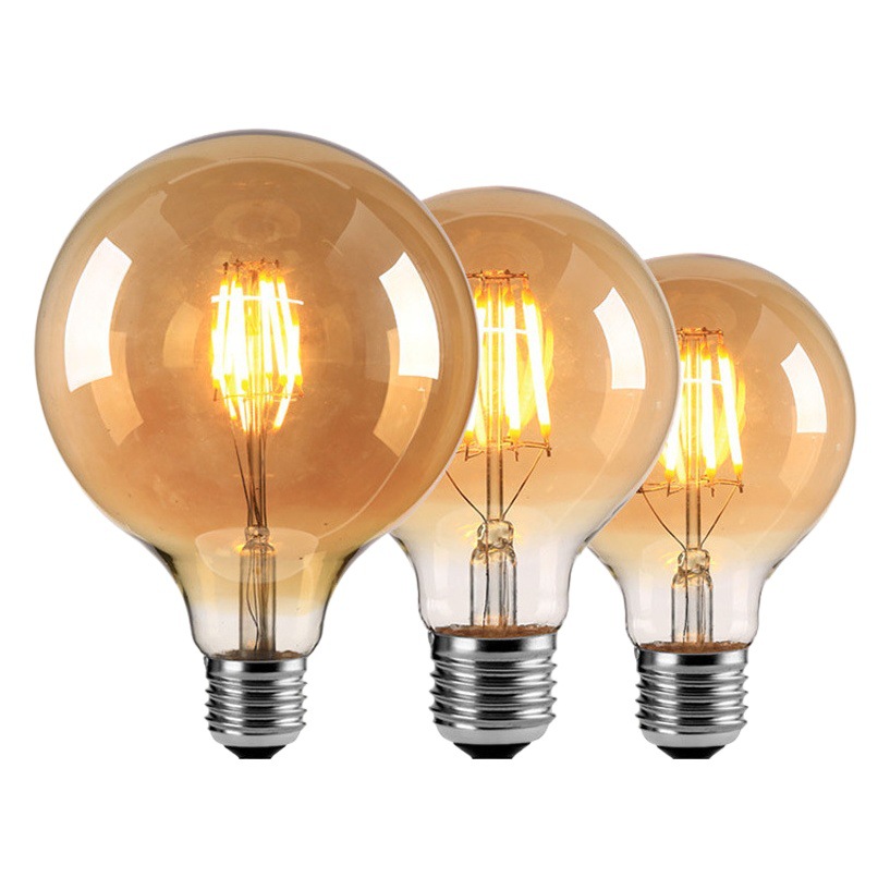 LED filament bulb retro gold plated round bubble warm yellow G80G95G125 Edison bulb E27 dimmer bulb